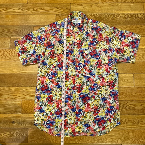 Vintage Guess Georges Marciano Flower Button Up Short Sleeve Shirt Mens Size 1 - Picture 3 of 7